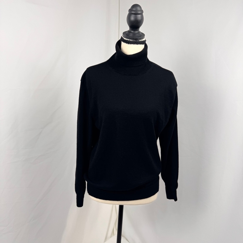 United Arrows Green Label Relaxing Turtleneck Women M Black 100% Wool Fine Knit